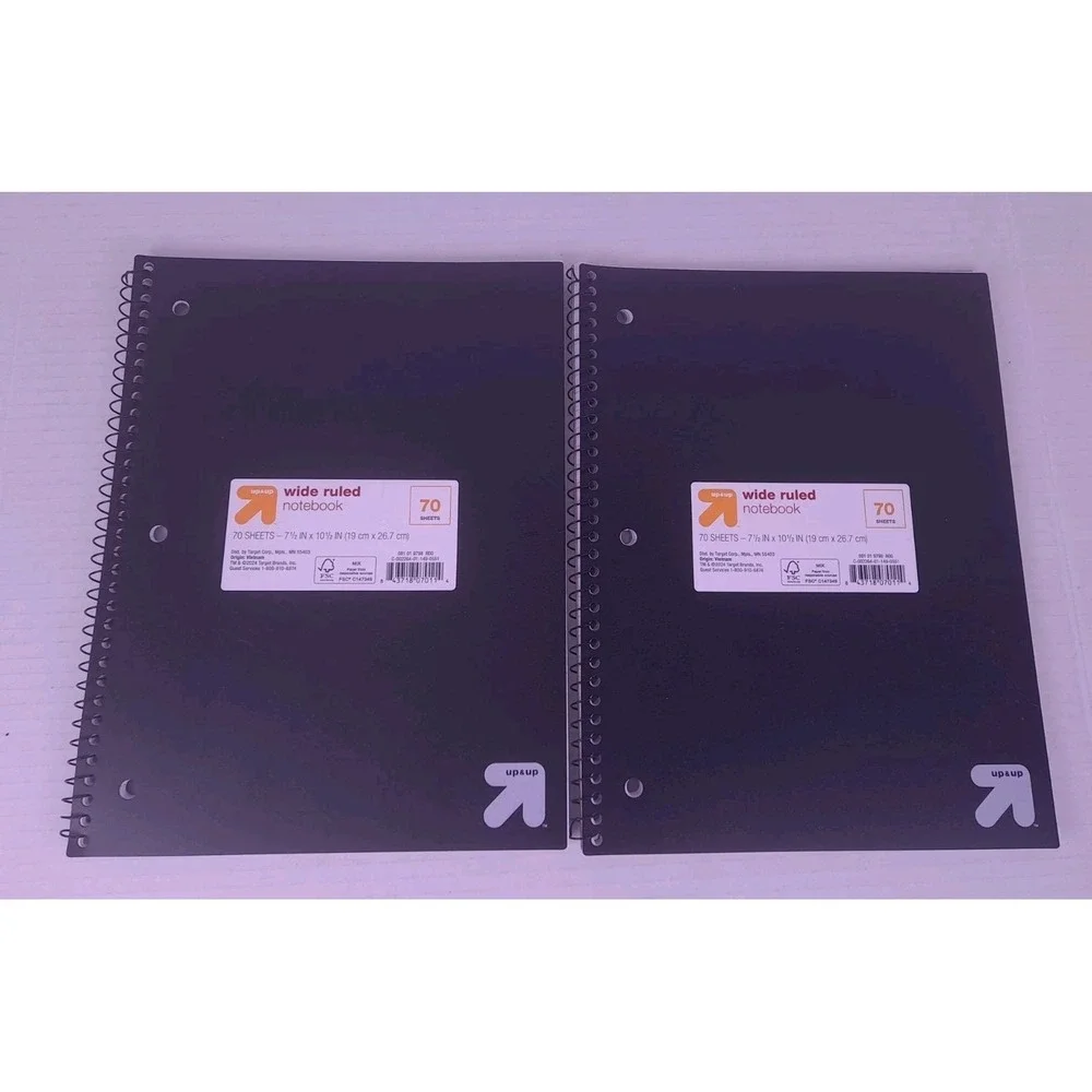 Set Of 6 Up & Up Wide Ruled Notebooks, 70 Sheets,‎ Hot Pink, Black, Blue